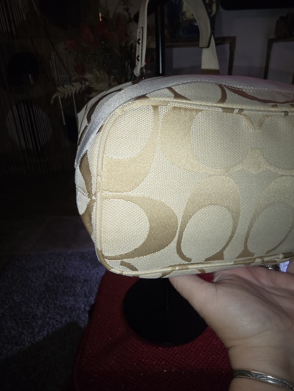 Coach Signature Stripe Hobo Handbag In Preloved Condition - Picture 6 of 13